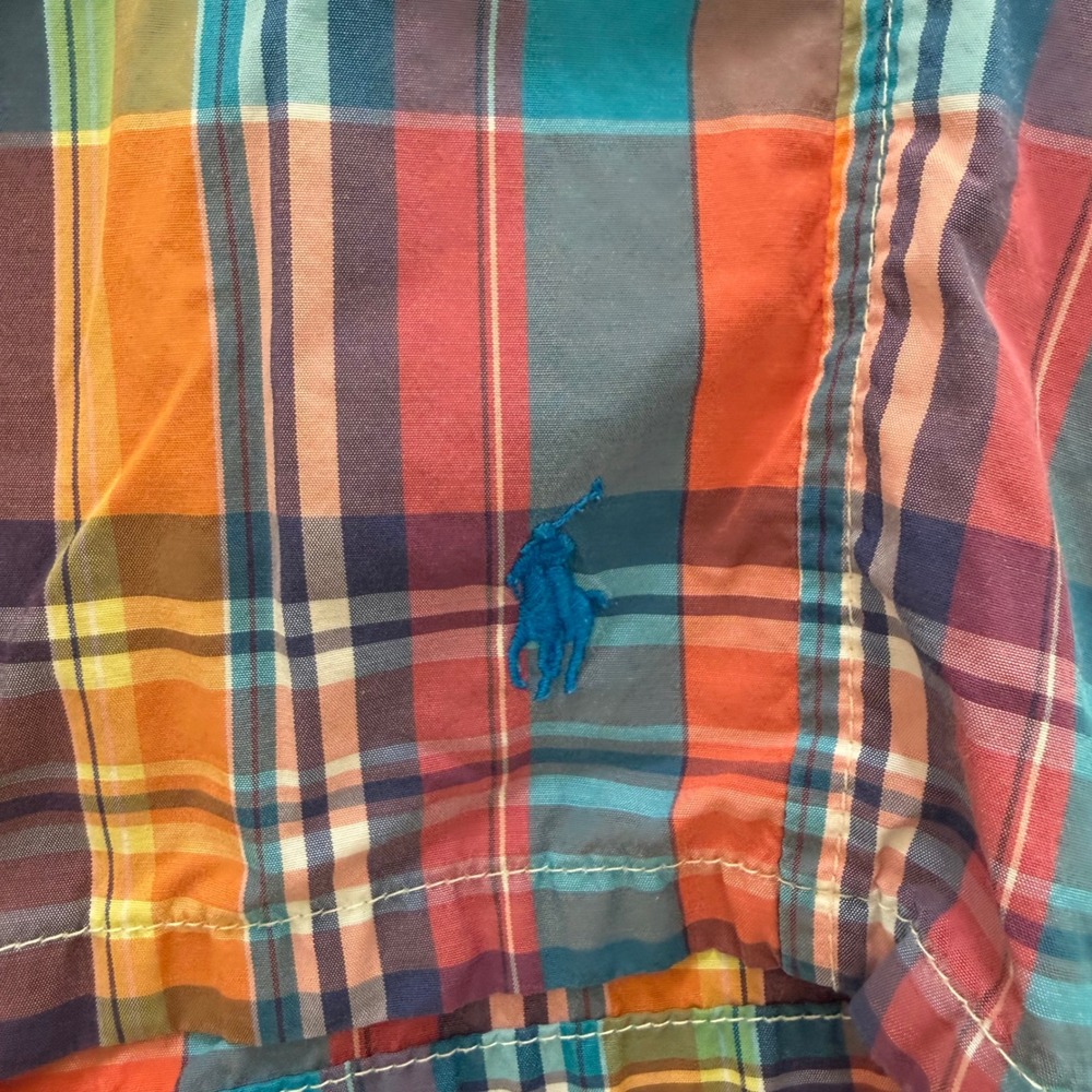 Polo Ralph Lauren Mens XXL Plaid Swim Trunks Multi Color Madras Mesh Lined Pony - Picture 6 of 9